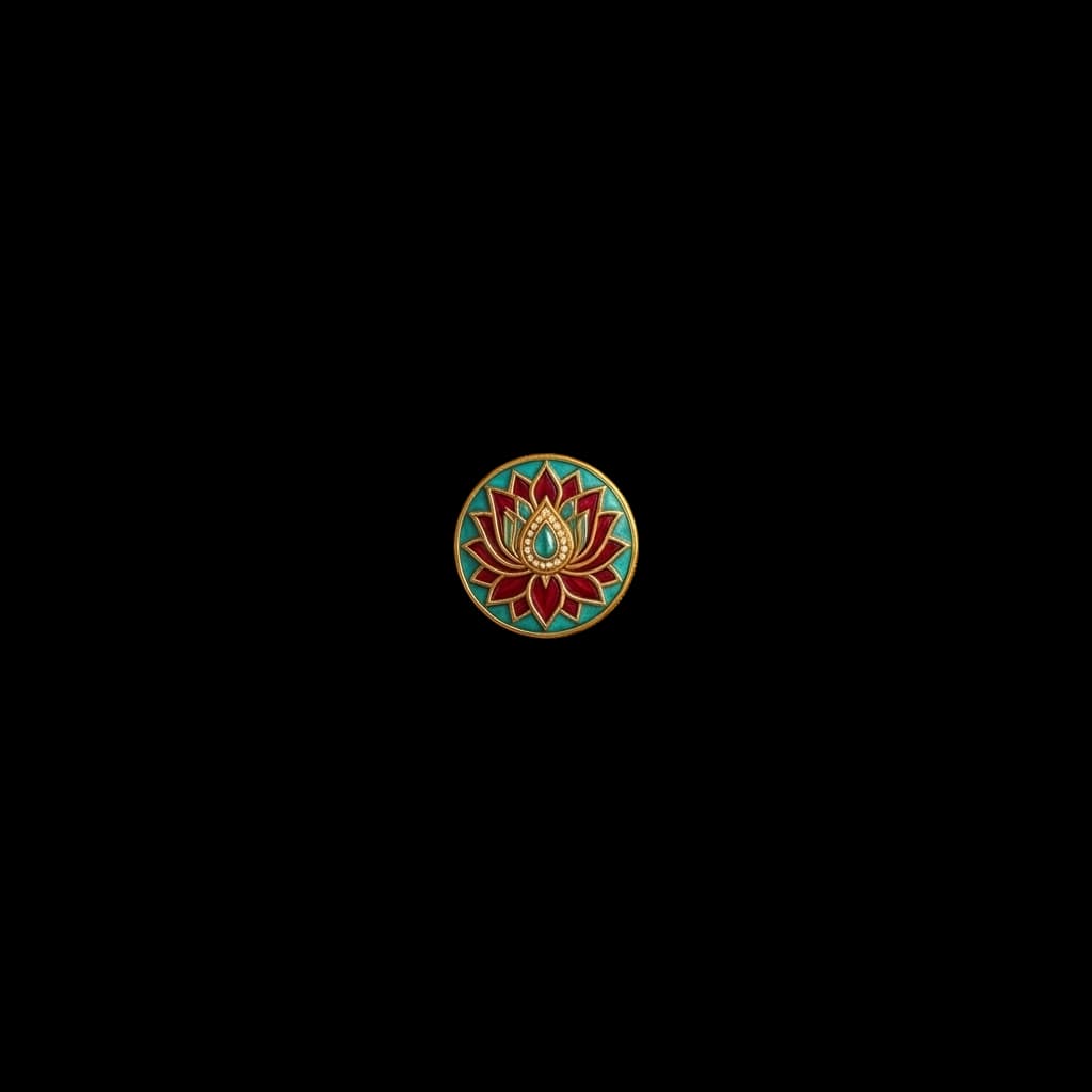 Sacred Kundan Lotus Medallion with ruby and peacock turquoise enamel